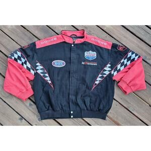 Vintage NHRA Drag Racing Dodge Motorsports ESSEX Jacket Mens XL Lucas Oil Check